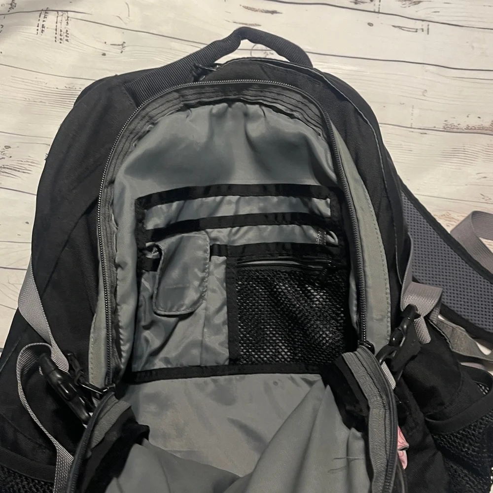 L.L. Bean Black and Pink Patterned Backpack